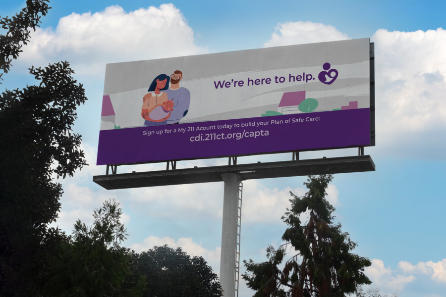 A billboard featuring a Plan of Safe Care graphic.