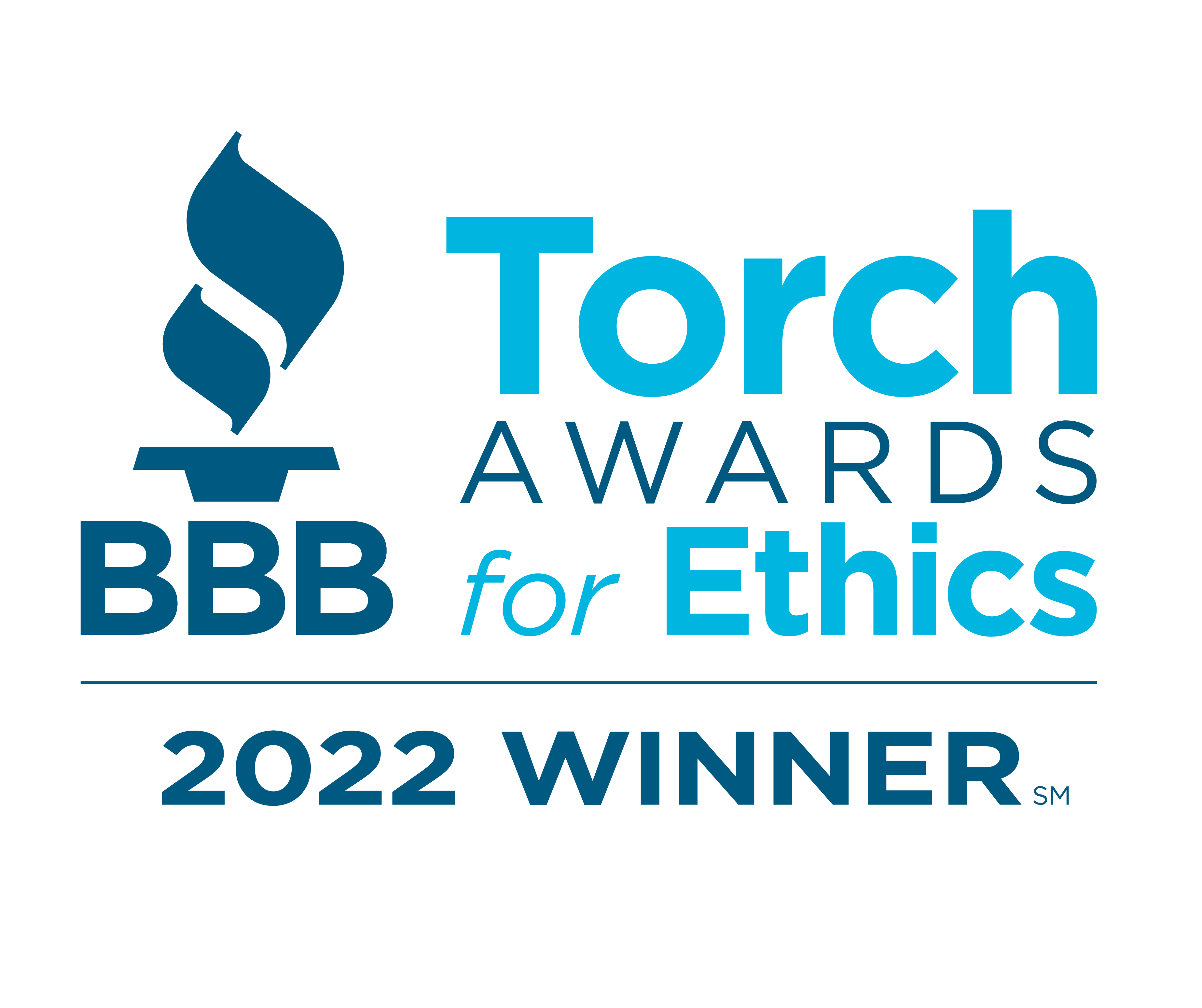 A Logo for the Better Business Bureau Torch Ethics Awards; in blue
