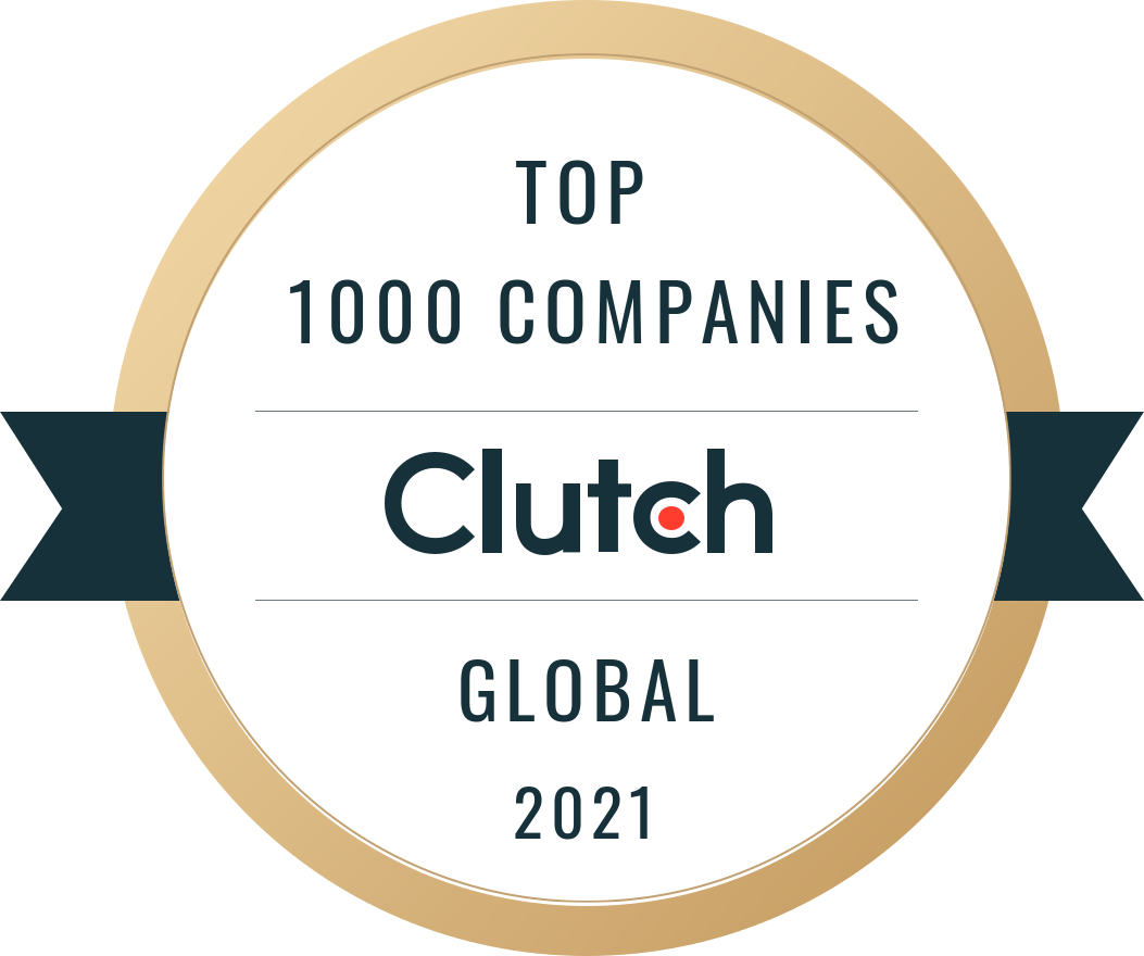 Clutch.co graphic, reads 'Top 1000 Companies: Clutch: Global 2021"