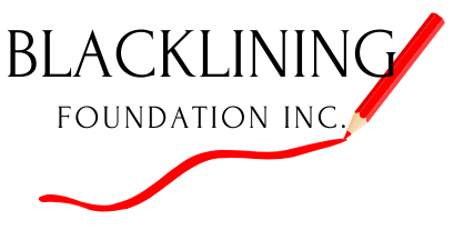 Blacklining Foundation logo: a red pencil draws an underline beneath the text, "Blacklining Foundation, Inc."