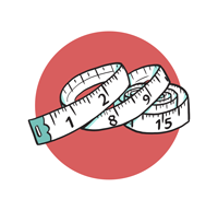small whiteboard style icon; a tape measure