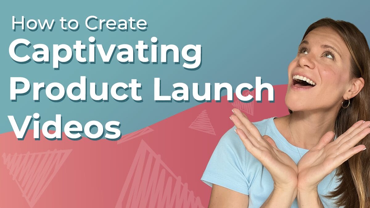 Title graphic, reads, "How to Create Captivating Product Launch Videos that Drive Sales?" The graphic features Next Day Animations client advisor smiling and looking upwards, gleefully, at the title. The background is turquoise and a deep red, and features Next Day Animations logos.
